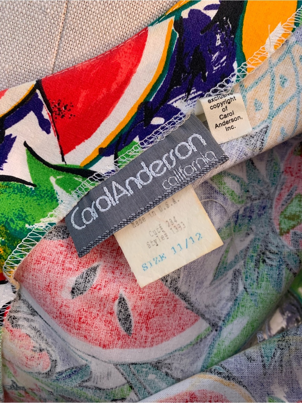 Vintage Carol Anderson Cali. Dress Women’s 11/12 L Fruit Maxi Button USA 80 90s - Picture 10 of 15